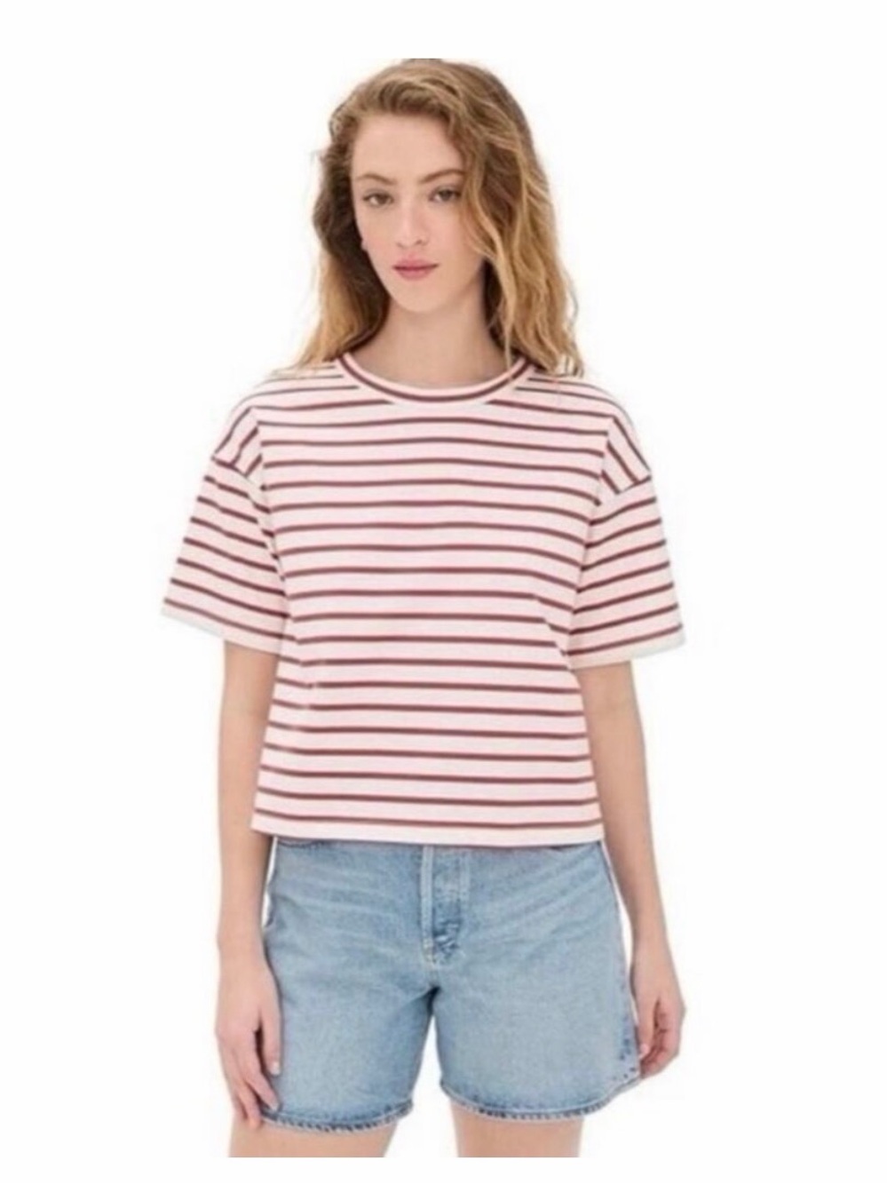 Madewell everyday boxy striped red and white cropped t-shirt - Picture 4 of 6
